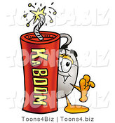 Illustration of a Cartoon Computer Mouse Mascot Standing with a Lit Stick of Dynamite by Mascot Junction