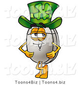 Illustration of a Cartoon Computer Mouse Mascot Wearing a Saint Patricks Day Hat with a Clover on It by Mascot Junction