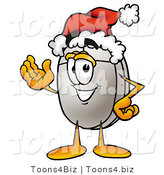 Illustration of a Cartoon Computer Mouse Mascot Wearing a Santa Hat and Waving by Mascot Junction