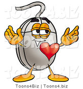 Illustration of a Cartoon Computer Mouse Mascot with His Heart Beating out of His Chest by Mascot Junction