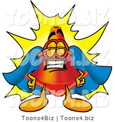 Illustration of a Cartoon Construction Safety Cone Mascot Dressed As a Super Hero by Mascot Junction
