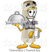 Illustration of a Cartoon Diploma Mascot Dressed As a Waiter and Holding a Serving Platter by Toons4Biz