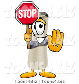Illustration of a Cartoon Diploma Mascot Holding a Stop Sign by Mascot Junction