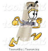 Illustration of a Cartoon Diploma Mascot Running by Mascot Junction