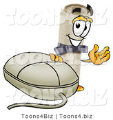 Illustration of a Cartoon Diploma Mascot with a Computer Mouse by Mascot Junction
