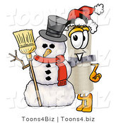 Illustration of a Cartoon Diploma Mascot with a Snowman on Christmas by Toons4Biz