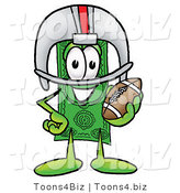 Illustration of a Cartoon Dollar Bill Mascot in a Helmet, Holding a Football by Mascot Junction