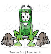 Illustration of a Cartoon Dollar Bill Mascot Lifting a Heavy Barbell by Toons4Biz