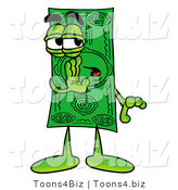 Illustration of a Cartoon Dollar Bill Mascot Whispering and Gossiping by Mascot Junction