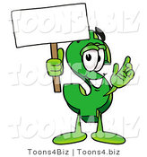Illustration of a Cartoon Dollar Sign Mascot Holding a Blank Sign by Mascot Junction