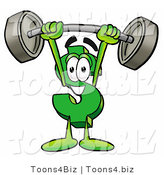 Illustration of a Cartoon Dollar Sign Mascot Holding a Heavy Barbell Above His Head by Mascot Junction