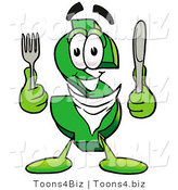 Illustration of a Cartoon Dollar Sign Mascot Holding a Knife and Fork by Mascot Junction