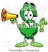 Illustration of a Cartoon Dollar Sign Mascot Holding a Megaphone by Mascot Junction