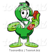 Illustration of a Cartoon Dollar Sign Mascot Holding a Telephone by Toons4Biz