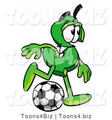 Illustration of a Cartoon Dollar Sign Mascot Kicking a Soccer Ball by Mascot Junction