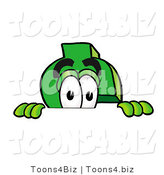 Illustration of a Cartoon Dollar Sign Mascot Peeking over a Surface by Toons4Biz