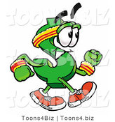 Illustration of a Cartoon Dollar Sign Mascot Speed Walking or Jogging by Toons4Biz