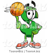 Illustration of a Cartoon Dollar Sign Mascot Spinning a Basketball on His Finger by Mascot Junction