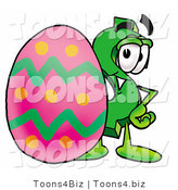 Illustration of a Cartoon Dollar Sign Mascot Standing Beside an Easter Egg by Toons4Biz