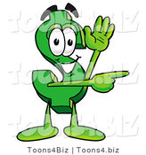 Illustration of a Cartoon Dollar Sign Mascot Waving and Pointing by Mascot Junction