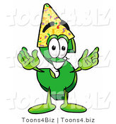 Illustration of a Cartoon Dollar Sign Mascot Wearing a Birthday Party Hat by Mascot Junction