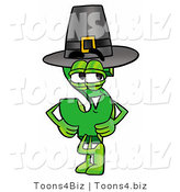 Illustration of a Cartoon Dollar Sign Mascot Wearing a Pilgrim Hat on Thanksgiving by Mascot Junction