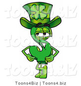 Illustration of a Cartoon Dollar Sign Mascot Wearing a Saint Patricks Day Hat with a Clover on It by Mascot Junction