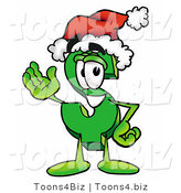 Illustration of a Cartoon Dollar Sign Mascot Wearing a Santa Hat and Waving by Mascot Junction