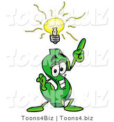 Illustration of a Cartoon Dollar Sign Mascot with a Bright Idea by Mascot Junction
