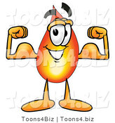 Illustration of a Cartoon Fire Droplet Mascot Flexing His Arm Muscles by Mascot Junction