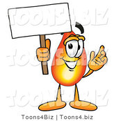 Illustration of a Cartoon Fire Droplet Mascot Holding a Blank Sign by Mascot Junction