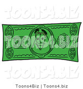 Illustration of a Cartoon Fire Droplet Mascot on a Dollar Bill by Mascot Junction