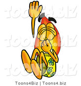 Illustration of a Cartoon Fire Droplet Mascot Plugging His Nose While Jumping into Water by Mascot Junction