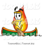 Illustration of a Cartoon Fire Droplet Mascot Rowing a Boat by Mascot Junction