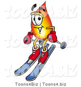 Illustration of a Cartoon Fire Droplet Mascot Skiing Downhill by Toons4Biz