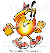 Illustration of a Cartoon Fire Droplet Mascot Speed Walking or Jogging by Toons4Biz