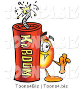 Illustration of a Cartoon Fire Droplet Mascot Standing with a Lit Stick of Dynamite by Toons4Biz