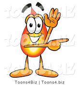 Illustration of a Cartoon Fire Droplet Mascot Waving and Pointing by Mascot Junction