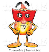 Illustration of a Cartoon Fire Droplet Mascot Wearing a Red Mask over His Face by Mascot Junction