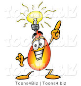 Illustration of a Cartoon Fire Droplet Mascot with a Bright Idea by Mascot Junction