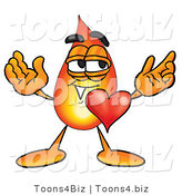 Illustration of a Cartoon Fire Droplet Mascot with His Heart Beating out of His Chest by Mascot Junction