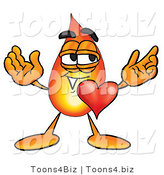 Illustration of a Cartoon Fire Droplet Mascot with His Heart Beating out of His Chest by Toons4Biz
