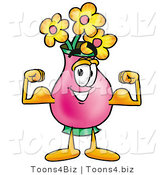 Illustration of a Cartoon Flowers Mascot Flexing His Arm Muscles by Toons4Biz