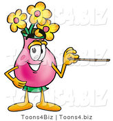 Illustration of a Cartoon Flowers Mascot Holding a Pointer Stick by Mascot Junction