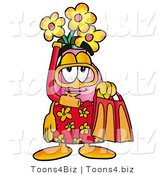 Illustration of a Cartoon Flowers Mascot in Orange and Red Snorkel Gear by Mascot Junction