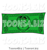 Illustration of a Cartoon Flowers Mascot on a Dollar Bill by Mascot Junction