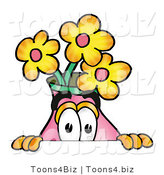 Illustration of a Cartoon Flowers Mascot Peeking over a Surface by Toons4Biz