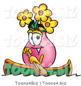 Illustration of a Cartoon Flowers Mascot Rowing a Boat by Toons4Biz