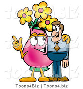 Illustration of a Cartoon Flowers Mascot Talking to a Business Man by Mascot Junction