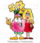 Illustration of a Cartoon Flowers Mascot Talking to a Pretty Blond Woman by Toons4Biz